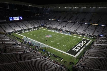 Fotografía del estadio Corthinians Arena antes de un partido de la NFL entre Green Bay Packers y Philadelphia Eagles en São Paulo. EFE/ Sebastiao Moreira