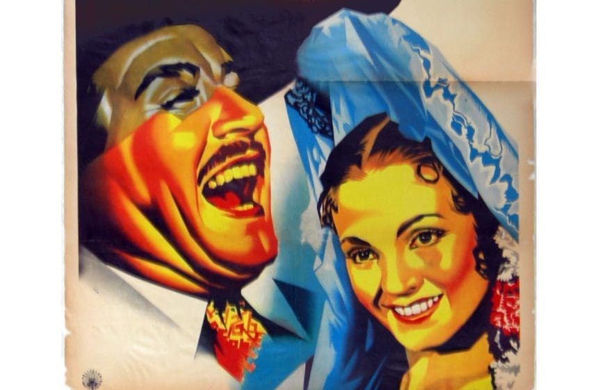 Cartel de la película mexicana ¡Gitana tenías que ser! de 1953, película en la que se cantó Cielito Lindo con Pedro Infante, Carmen Sevilla y el Mariachi de Tecalitlán
