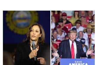 Combo de fotografías de archivo que muestra a la vicepresidenta de EE.UU. Kamala Harris (i) y al expresidente Donald Trump. EFE/ARCHIVO