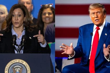 Combo de dos fotografías de la vicepresidenta estadounidense y candidata demócrata a la Casa Blanca, Kamala Harris (i), y su rival republicano, el expresidente Donald Trump. EFE/ Rebecca Droke/Jim Lo Scalzo
