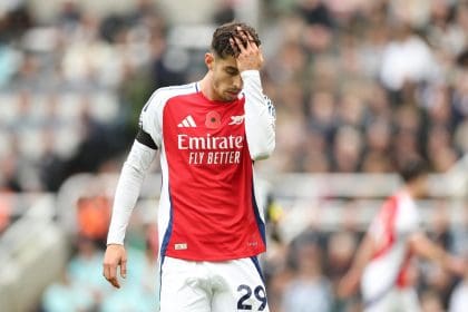 Kai Havertz se lamenta durante el partido del Arsenal. EFE/EPA/ADAM VAUGHAN.
