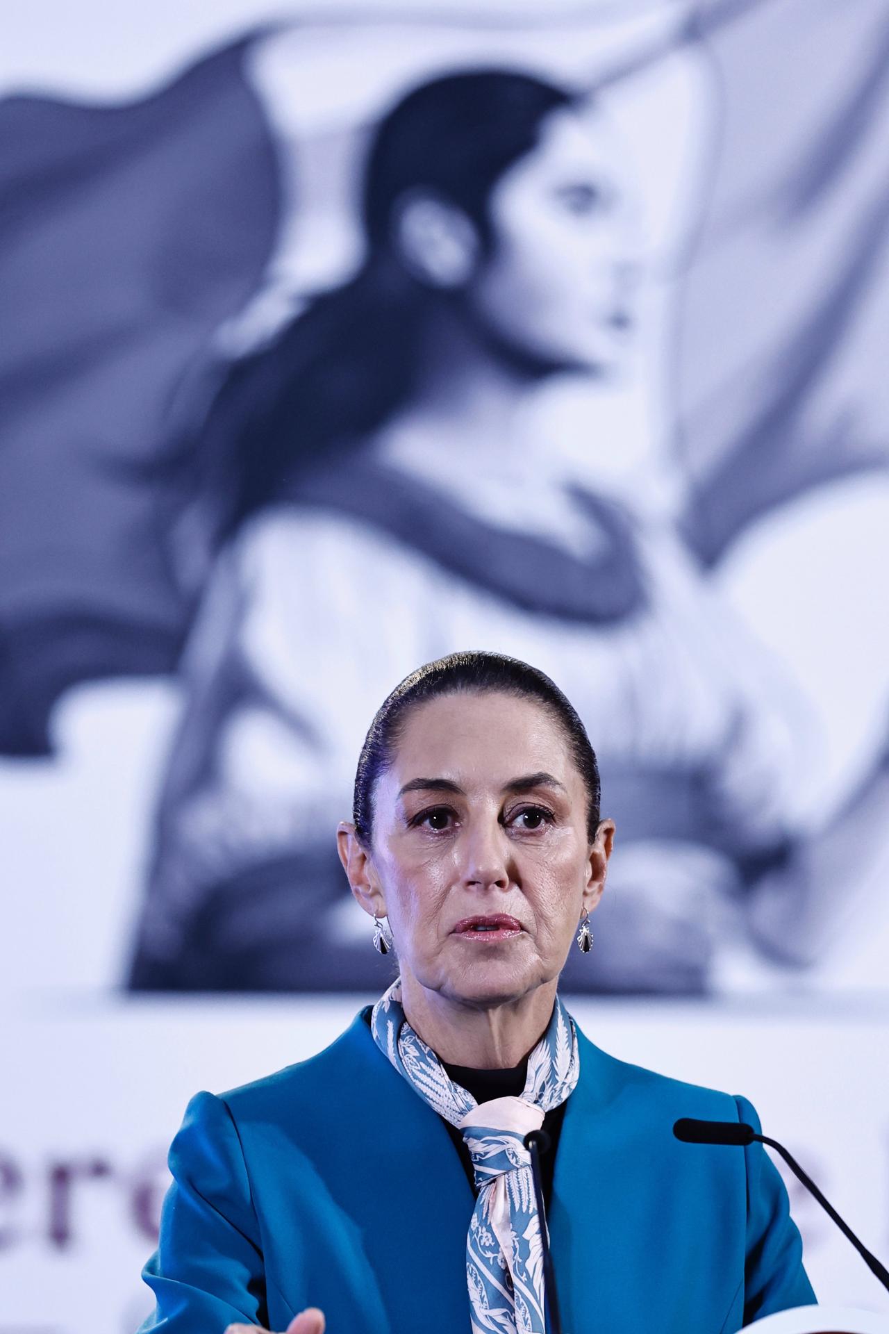 La presidenta de México Claudia Sheinbaum, participa este miércoles durante una rueda de prensa matutina en Ciudad de México (México). EFE/Sáshenka Gutiérrez