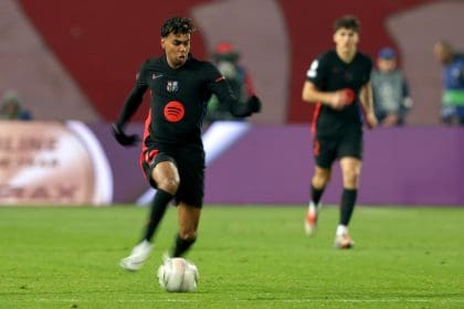 El jugador del Barcelona, Lamine Yamal.EFE/EPA/ANDREJ CUKIC