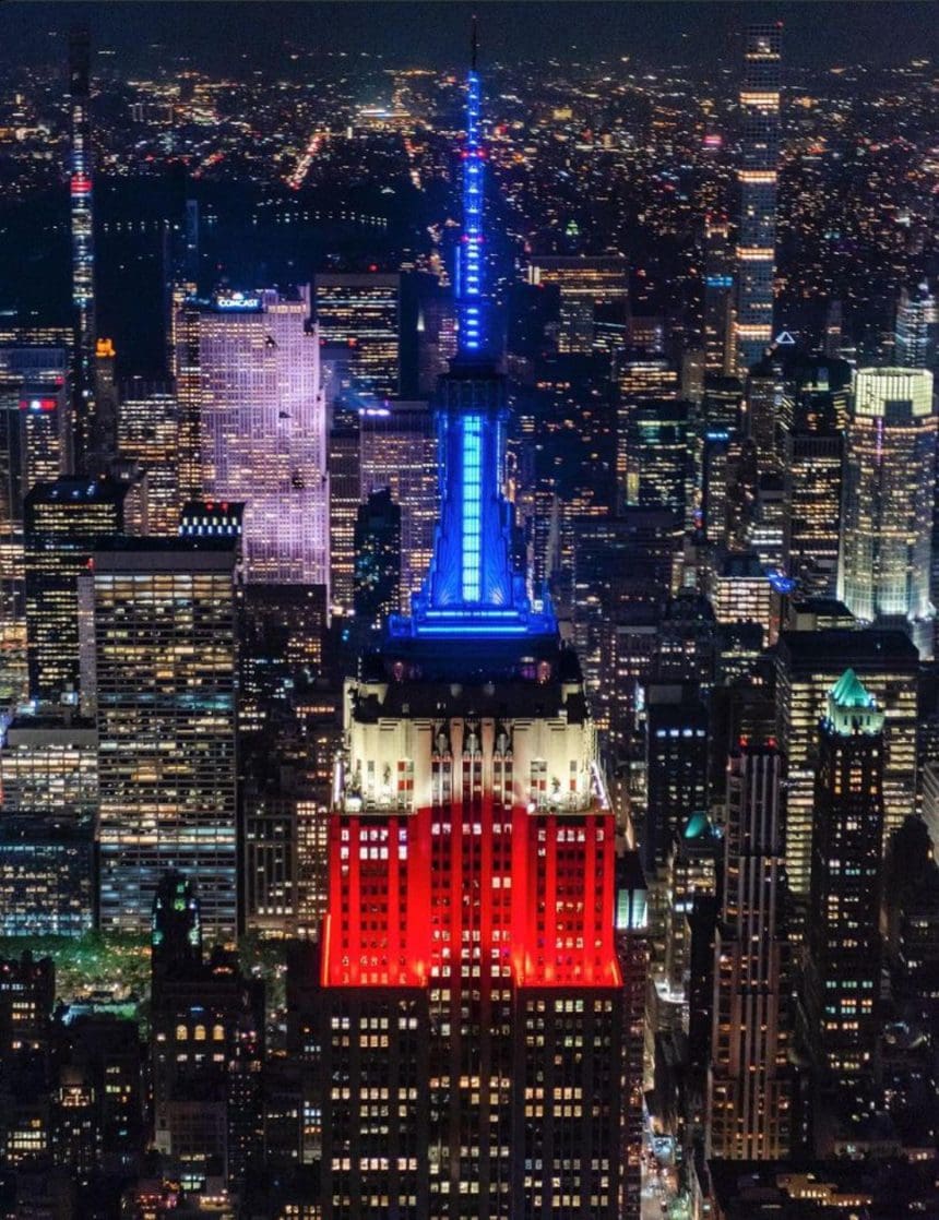 Fotografía tomada de la cuenta oficial de X del Empire State Building (@EmpireStateBldg) este martes, en Nueva York (Estados Unidos). . EFE/ Empire State Building