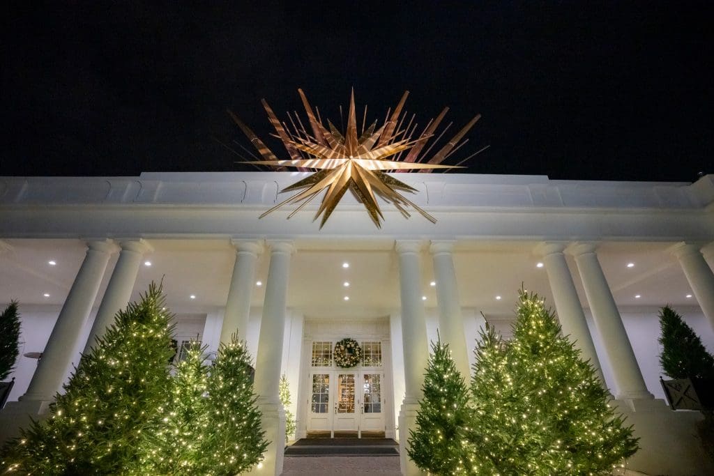 The East Wing Entrance of the White House is decorated for the holidays, Sunday, December 1, 2024. (Official White House Photo by Katie Ricks)