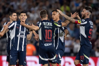 Imagen de archivo de jugadores de Rayados que celebran un gol. EFE/ Miguel Sierra