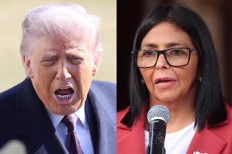 Combo de fotografías que muestra al presidente de Estados Unidos, Donald Trump, y a la presidenta encargada de Venezuela, Delcy Rodríguez. EFE/ Octavio Guzmán/ Miguel Gutiérrez